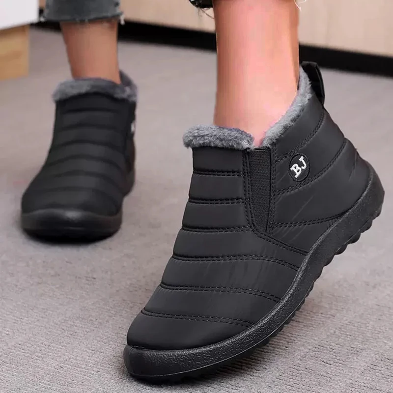 Women's Fashion Slip-On Platform Ankle Boots - Waterproof Casual Winter Footwear