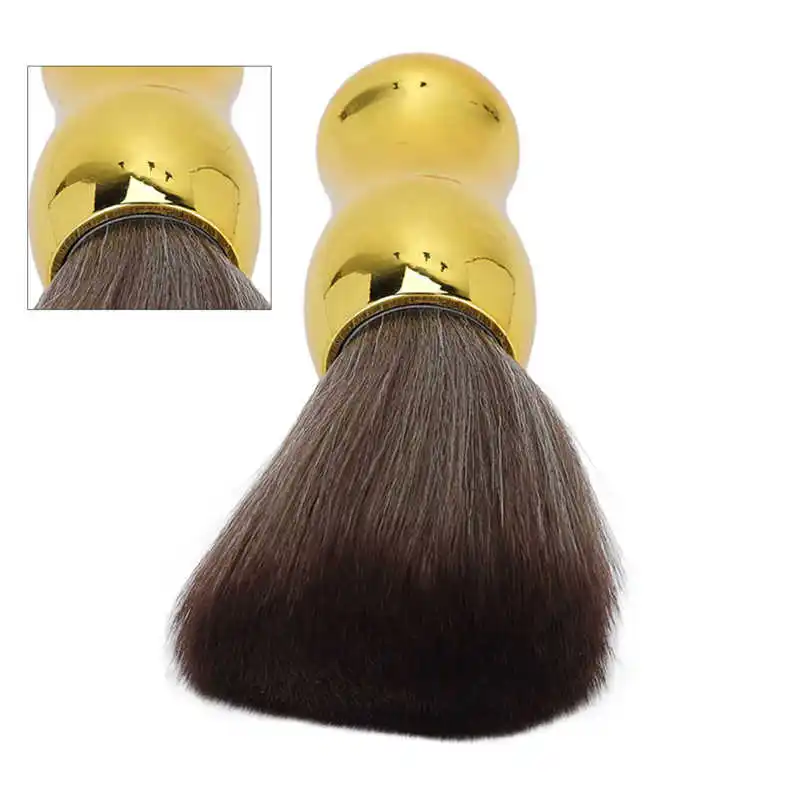 Barber Neck Duster Brush Soft Nylon Hair Cutting Neck Sweeping Cleaning Brush for Face Neck Gold