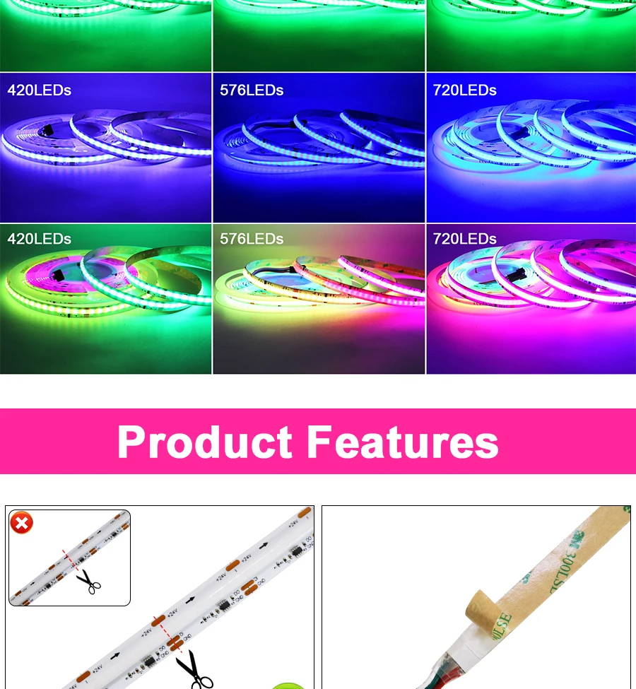 DC 12V 24V Addressable COB LED Tape Light Low Voltage Safety Features