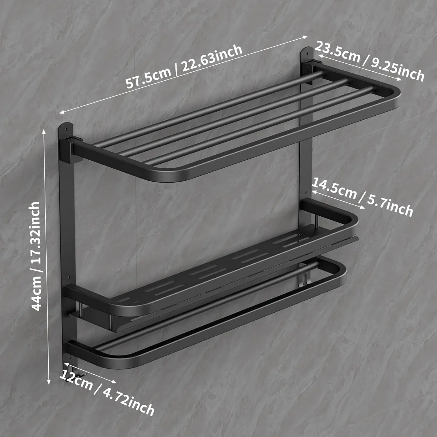 NEW 22.8Inch Towel Rack for Bathroom and Lavatory Towel Hanger with Wall Mount Bars 304 Stainless Steel No Drill