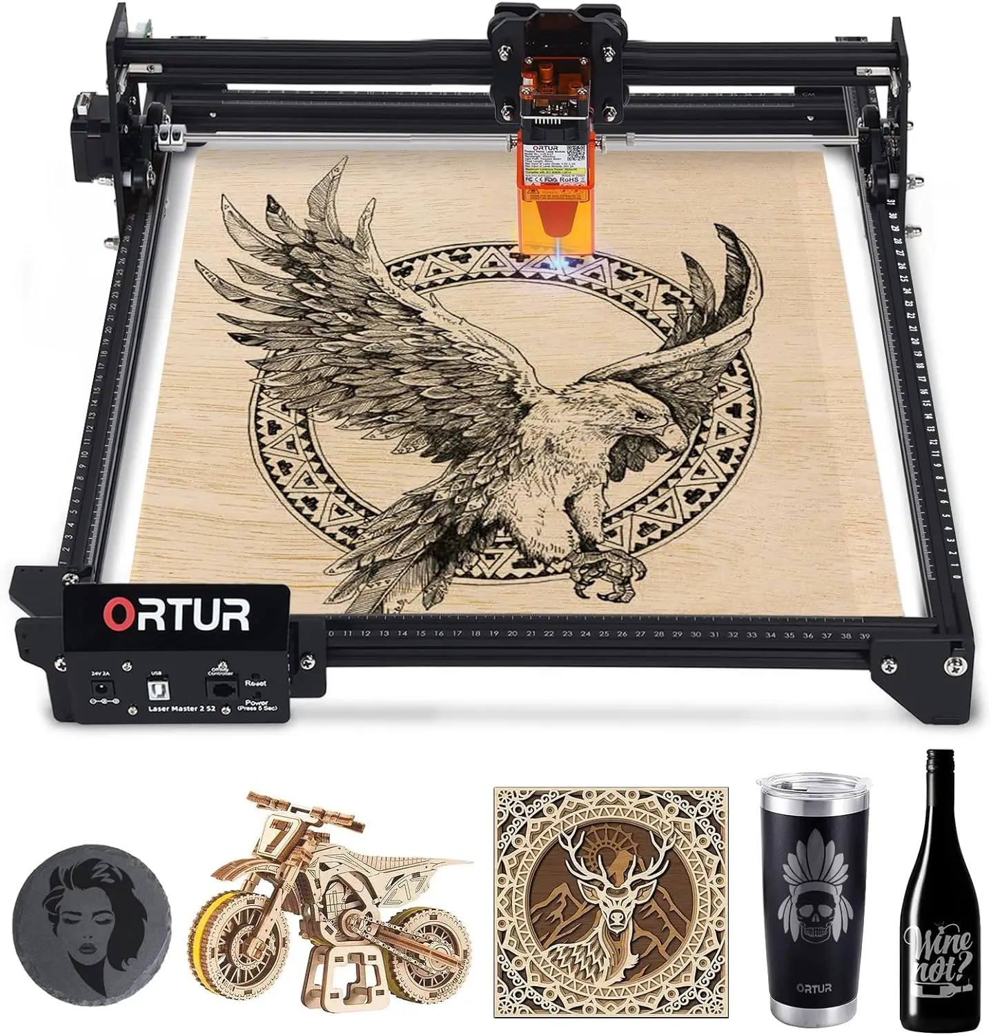 

Laser Engraver, Laser Master 2 S2 LF, 5.5W Output Laser Engraving Cutting Machine, 0.17 * 0.25mm Fixed-Focus Compressed