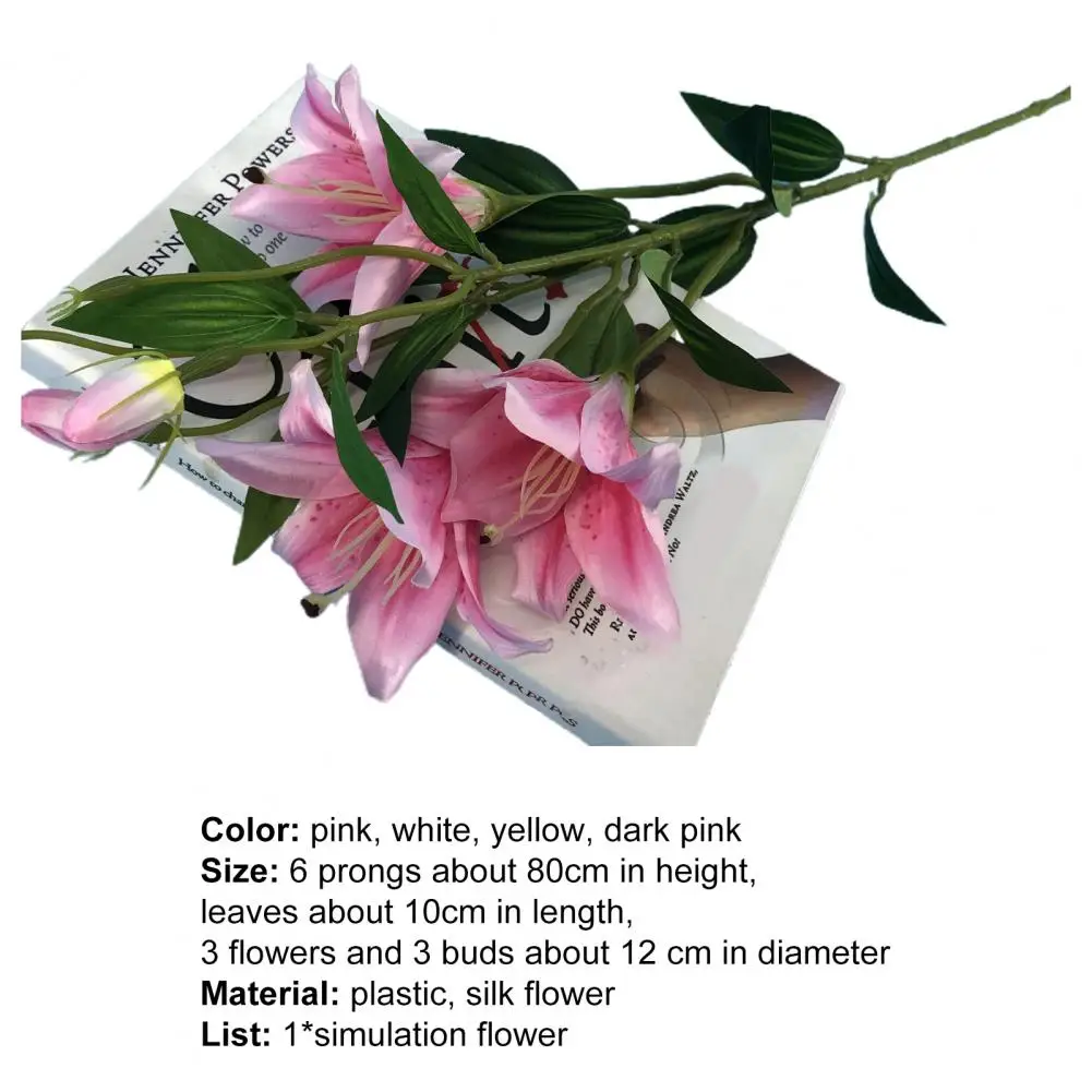 1Pc 80cm Fake Flower 6 Heads Plastic Photography Prop Artificial Lily Flower Fadeless  Poinsettia Bouquets Christmas Table Decor