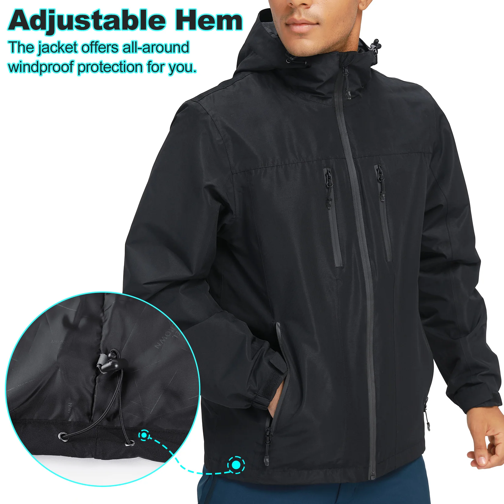 Softshell Jackets GOLDEN CAMEL Mens Waterproof Lightweight Single Hooded with Zipper Pockets For Outdoor Hiking Traveling