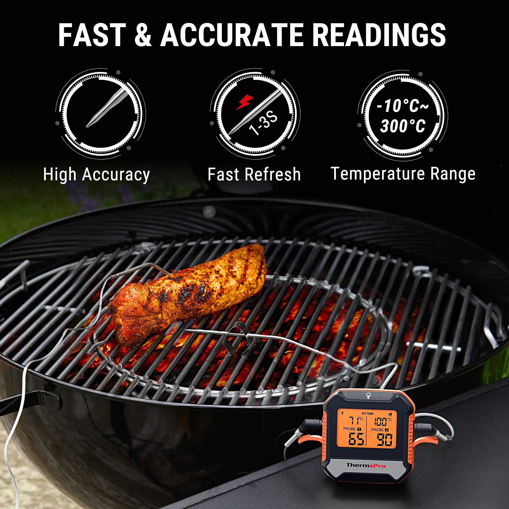 ThermoPro TP904 Bluetooth-connected APP Wireless 135M Dual Probes Digital Meat Thermometer, Kitchen Thermometer with Alarm Timer 4