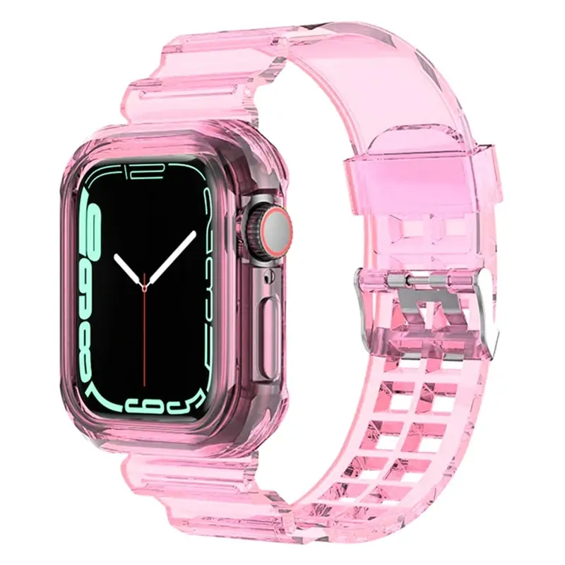 Band + Hülle für Apple Watch Ultra 9 8 7 6 SE 5 4 3 2 1 Weiches transparentes Silikonarmband für iwatch 40 mm 44 mm 42 mm 41 mm 45 mm 49 mm – Detail 13
