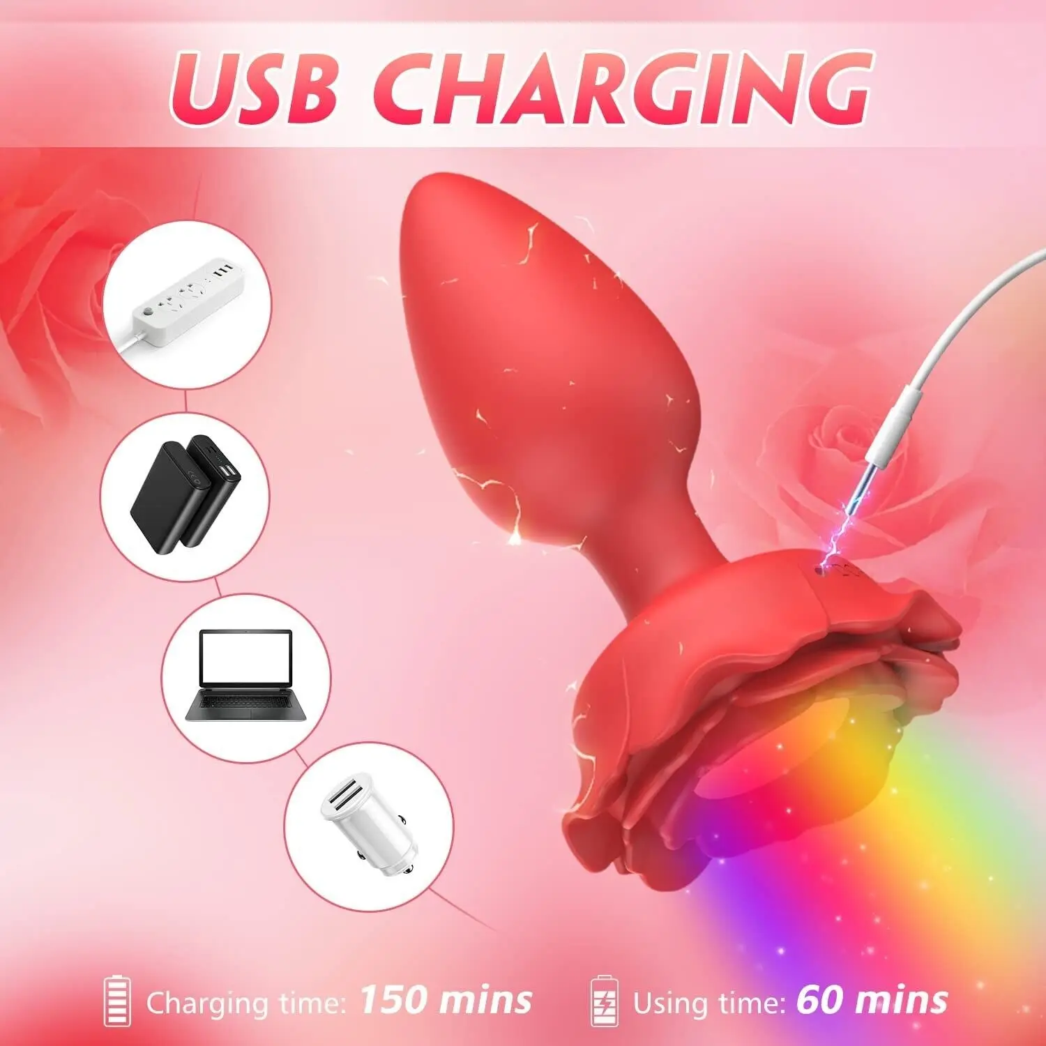 Anal Plug Vibrator Colorful Led Light Anus Butt Plug Prostate Massage Adult Sex Toys for Women Men Gay Femme with Remote Control 5