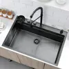 33   Drop In Kitchen Sink with Faucet Combo, 33x22 Inch Drop In Waterfall Kitchen Sink Workstation 16 Gauge S 2