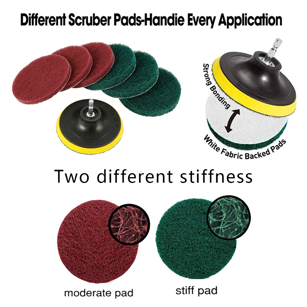 8Pcs 4Inch Electric Drill Brush Scrub Pads Grout Power Drills Scrubber Cleaning Brush Tub Cleaner Tools Dusty Brush for Car Tubs 3