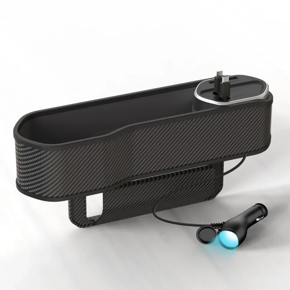 

Боковой контейнер для хранения для автомобильного сиденья с беспроводной зарядкой, 40 Вт, органайзер для быстрой зарядки с 2 кабелями, универсальный для iPhone, Android