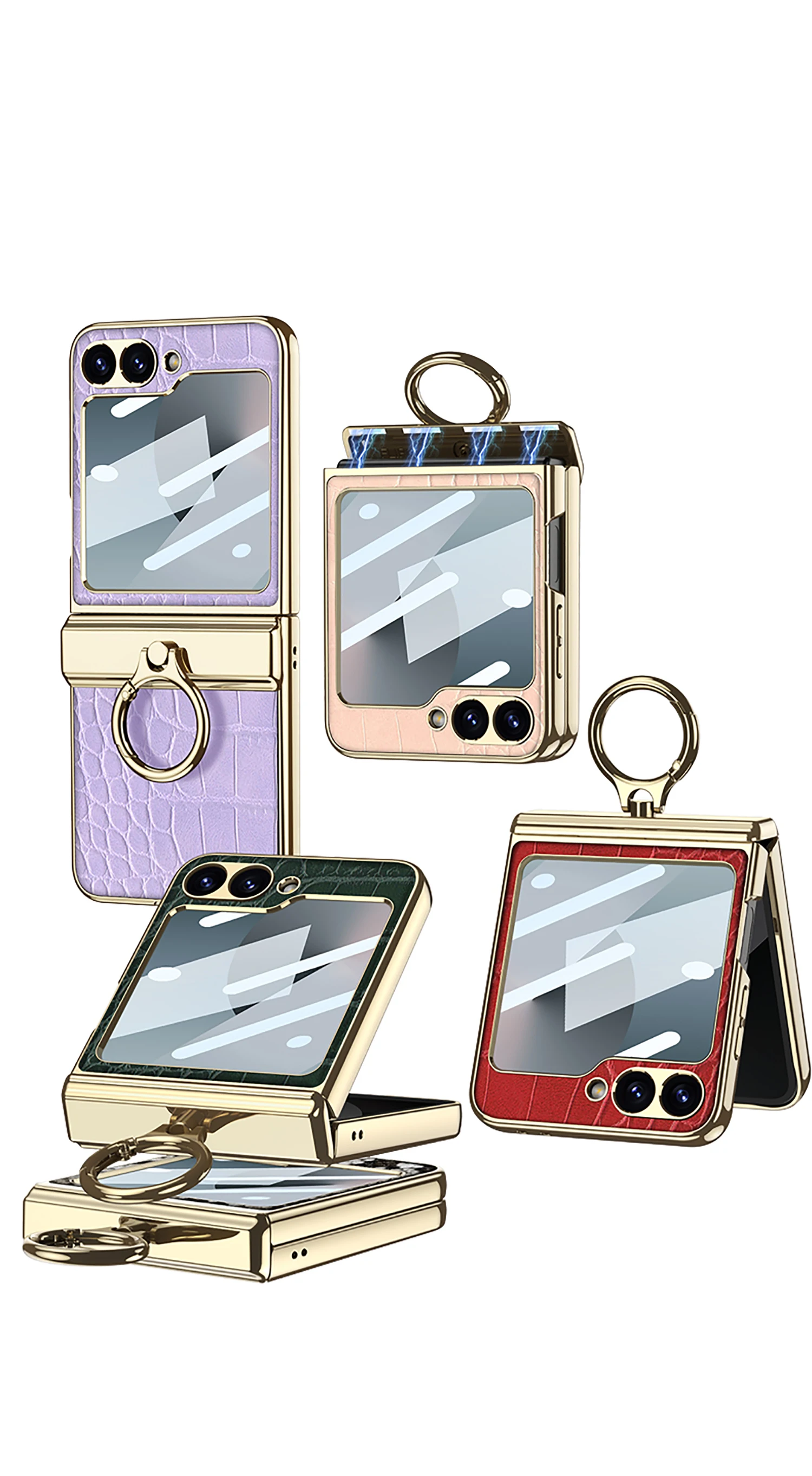 Luxury Plating Leather case for Samsung Galaxy Z Flip 6 magnetic all-included hi