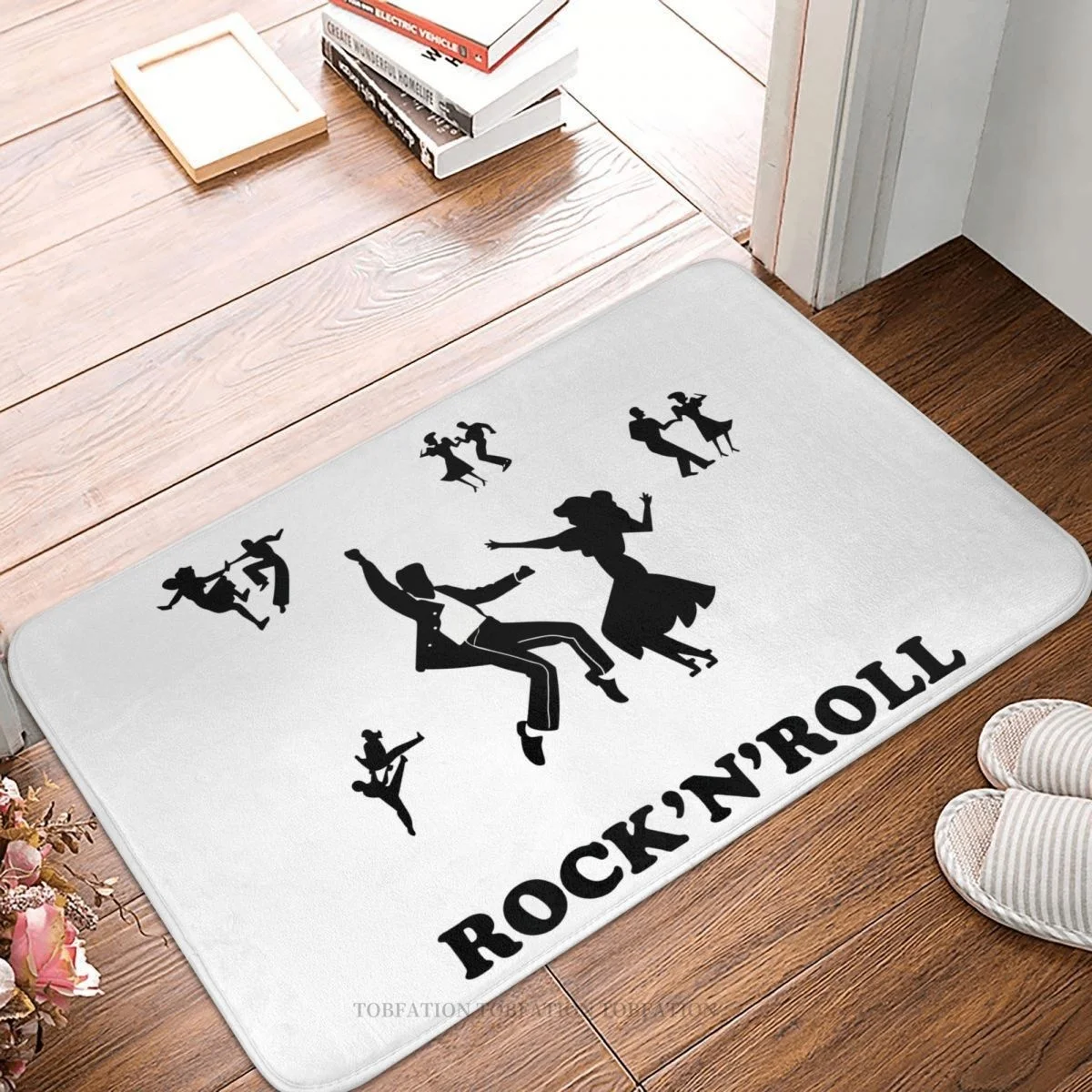 Vintage Rockabilly Rock And Roll Bathroom Non-Slip Carpet Rock'N'Roll Dance Flannel Mat Entrance Door Doormat Floor Decor Rug