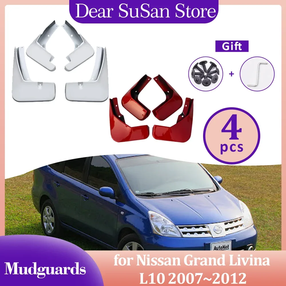 

4 шт. автомобильные брызговики для Nissan Grand Livina L10 2007 ~ 2012 2008, брызговики, часть спойлера, аксессуары для расклешенных крыльев