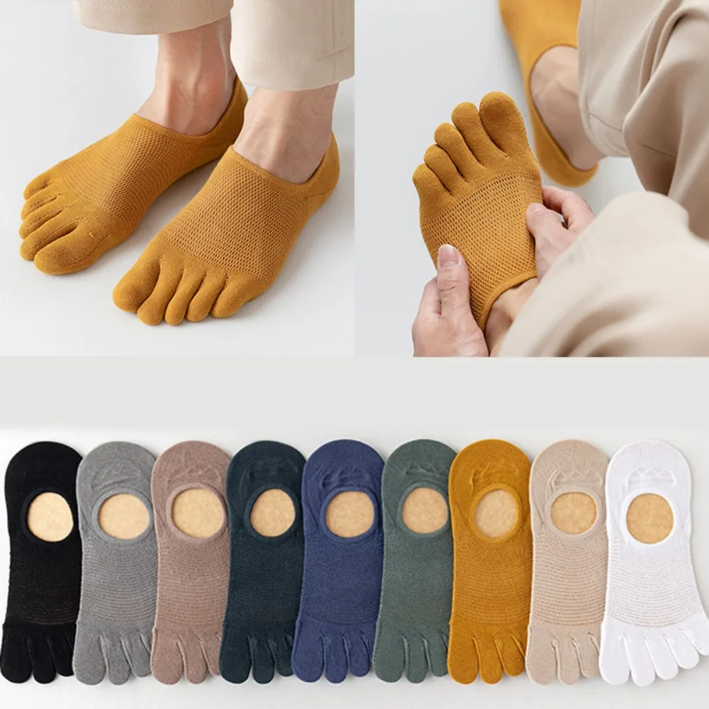 

3 Pairs Invisible Ankle Men's Socks Fashion Sweat-absorbing Mesh Men Finger Sock Elastic Breathable Finger Boat Sock Men