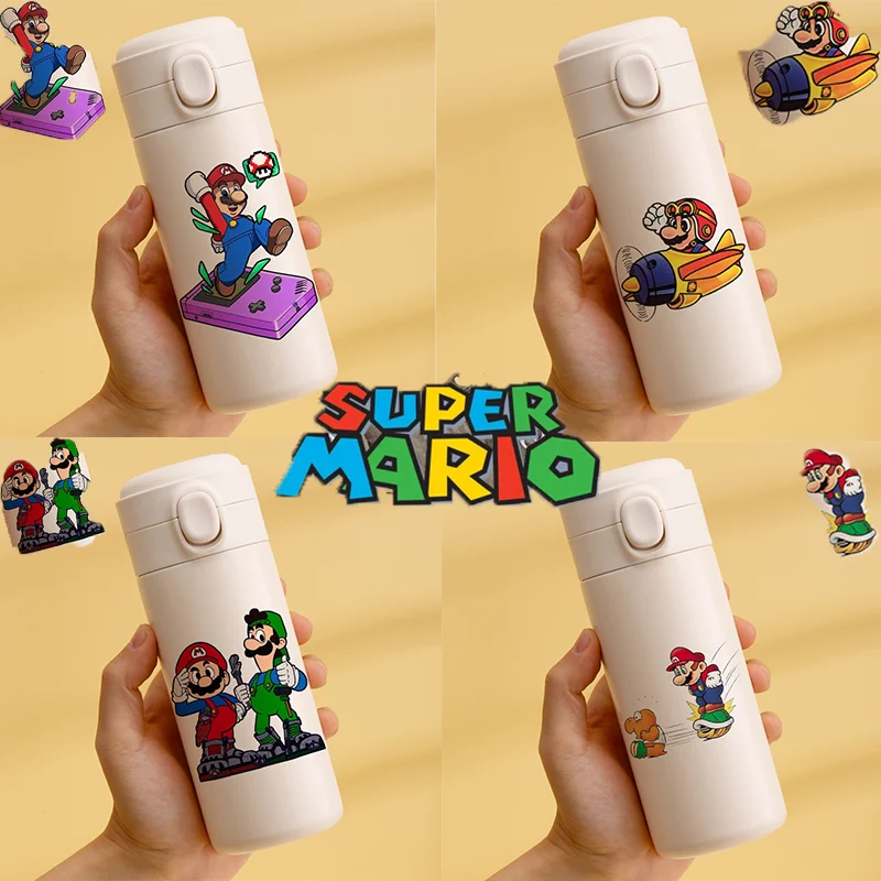 

450ml Super Mario Kawaii Anime Water Cup Student School Stainless Steel Insulated Cold Cup Sports Hot Water Cup Birthday Gift