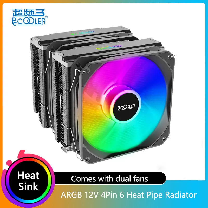 

Pccooler S9 EX Dual Tower Dual ARGB Fan CPU Cooler 12V 4Pin PWM 6 HeatPipes Cooler For Intel LGA 115X 1200 1700 AMD AM4