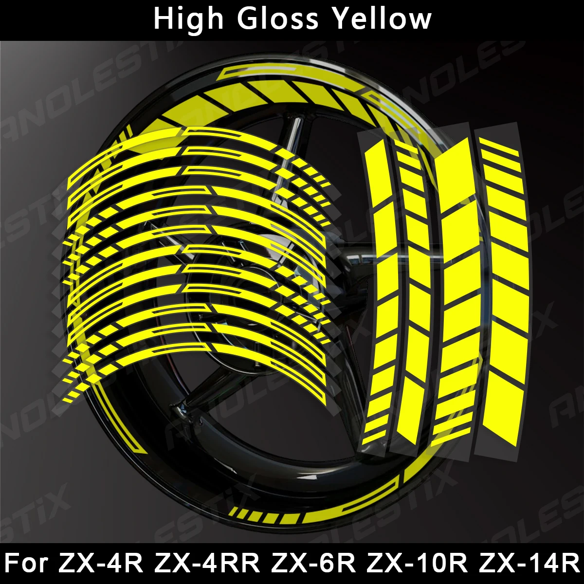 AnoleStix Reflective Motorcycle Wheel Sticker Hub Decal Rim