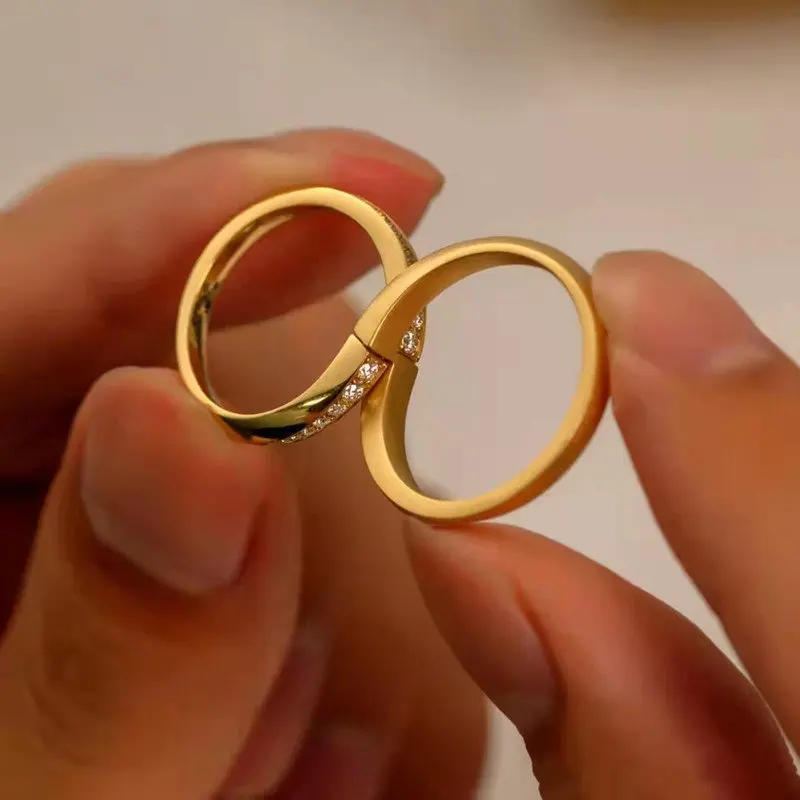 

S925 Sterling Silver Ring Simple Gold 8 Zircon Ring For Women Fashion Couple Anniversary Gift Jewelry