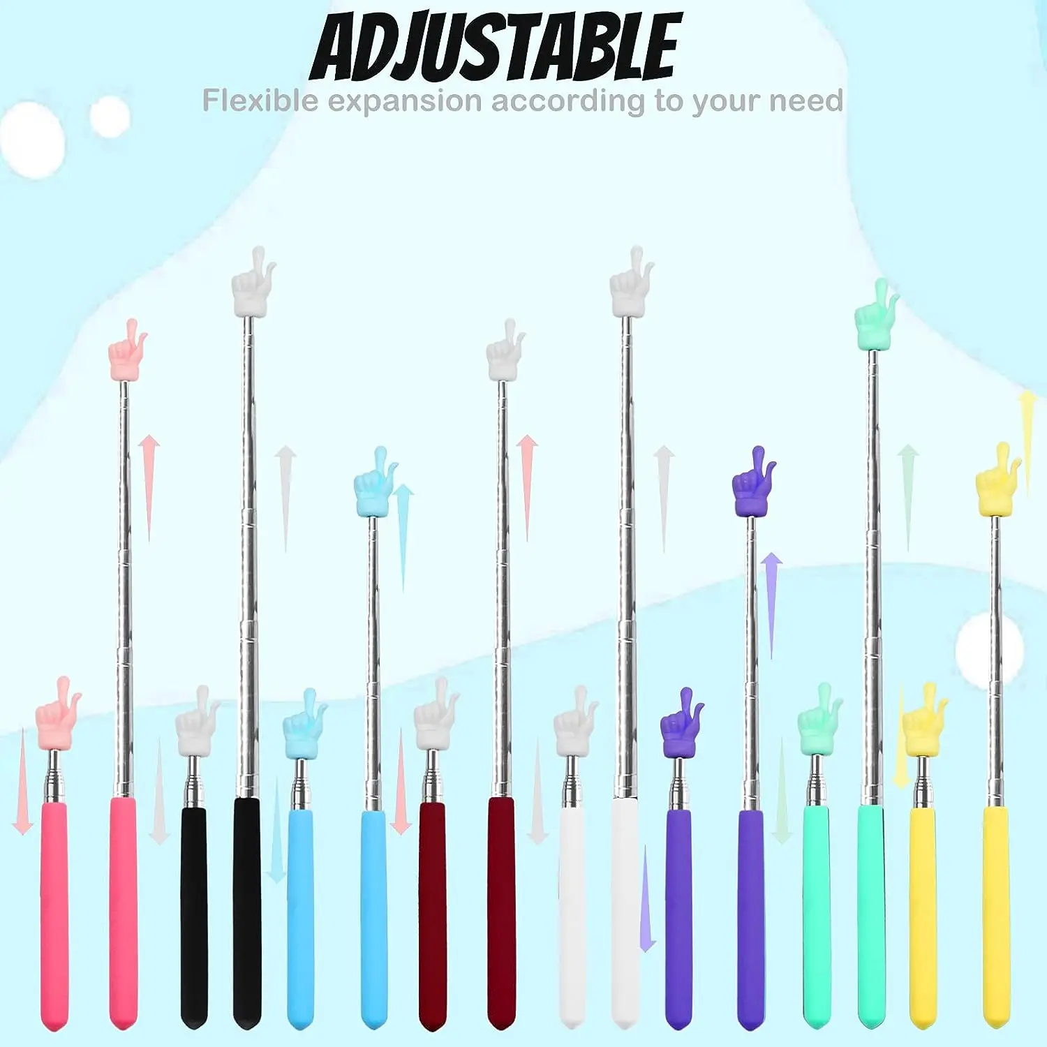 Telescopic Teacher Pointer Stick Extendable Hand Pointer Finger Stick Presenter for Student Classroom Bluetooth Earbuds Wireless Earphones Wireless Headphones