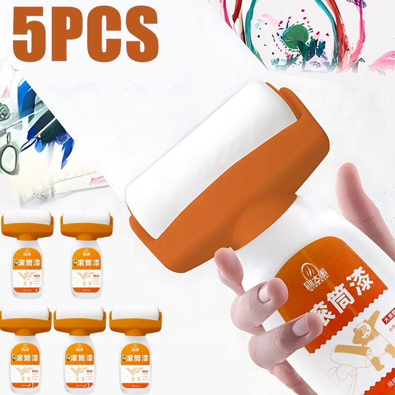 5PCS Antibacterial Wall Paint Roller Waterbased Repair Brush Painting For House Interior Wall Portable White Latex Paint Roller