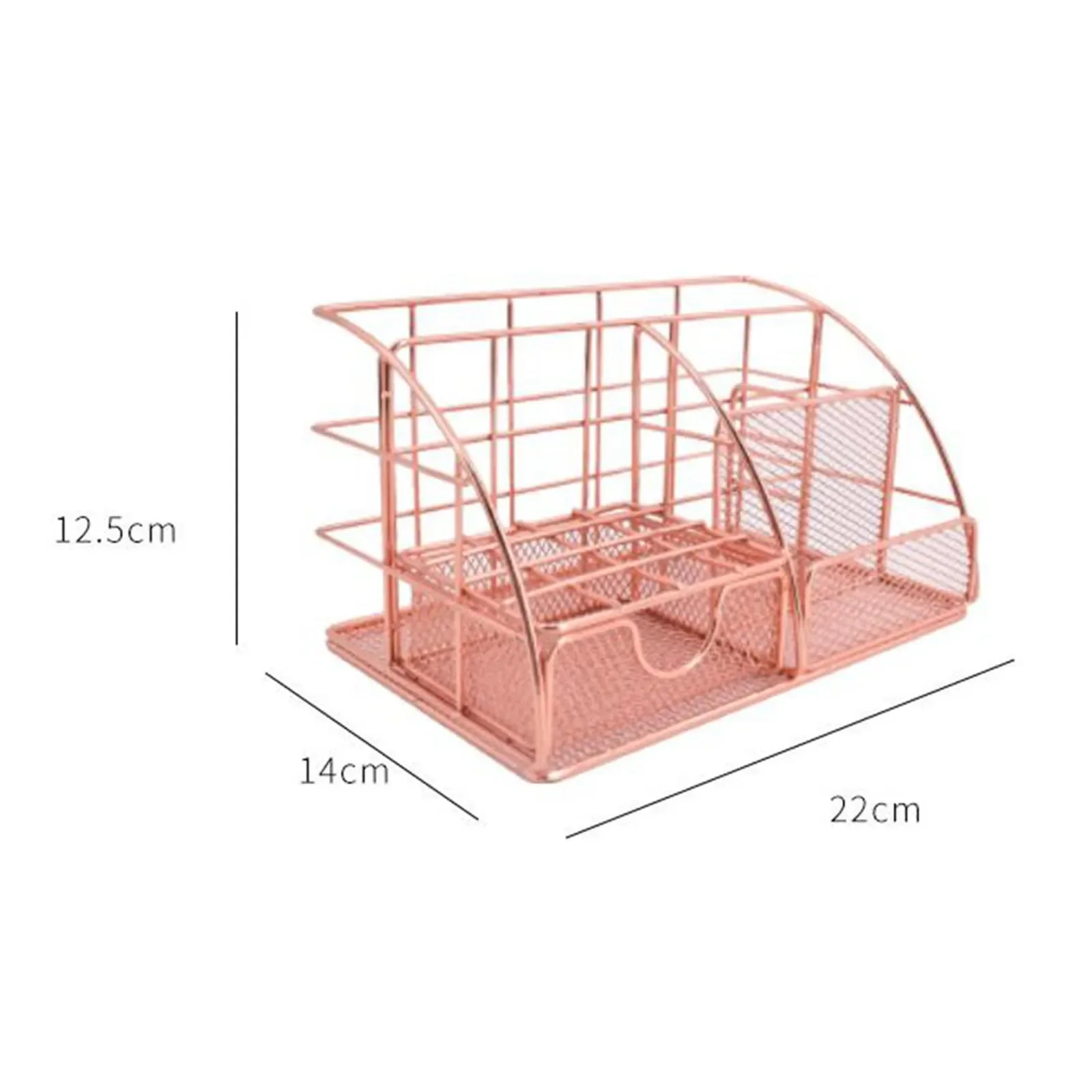 Desktop Storage Box Rose Gold Mesh Metal Office Supplies Accessories with Drawer for Home Office Makeup Organizer