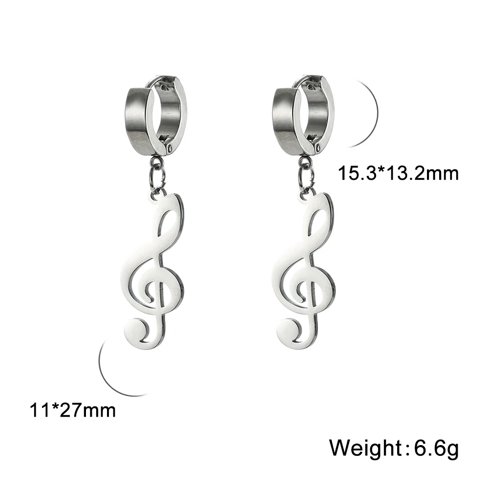 Kkjoy Fashion Stainless Steel Gold Color Music Symbol Earrings For Women Simple Treble Clef Note Earrings Temperament Party Gift 6
