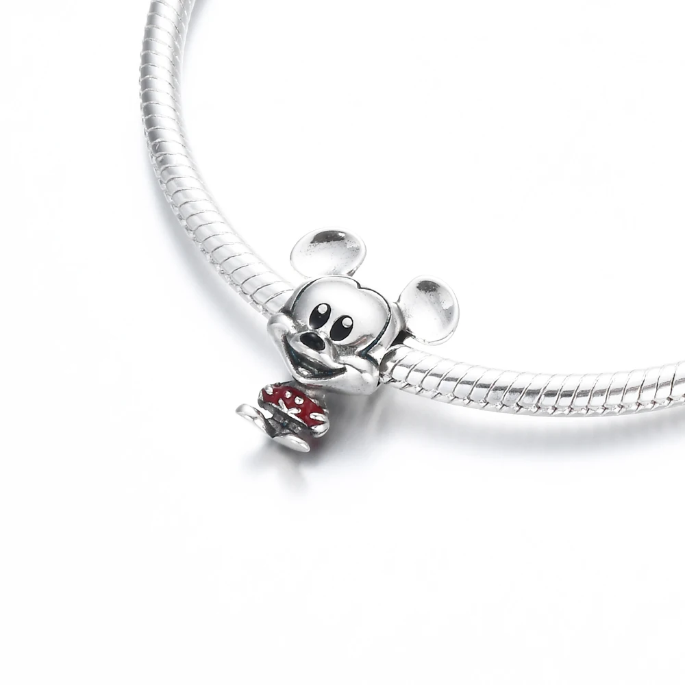 Red Series Dumbbell Fitness Heart Cola Mickey Minnie Dangle Charms Beads 925 Sterling Silver Fit Original Bracelet Women Jewelry 2