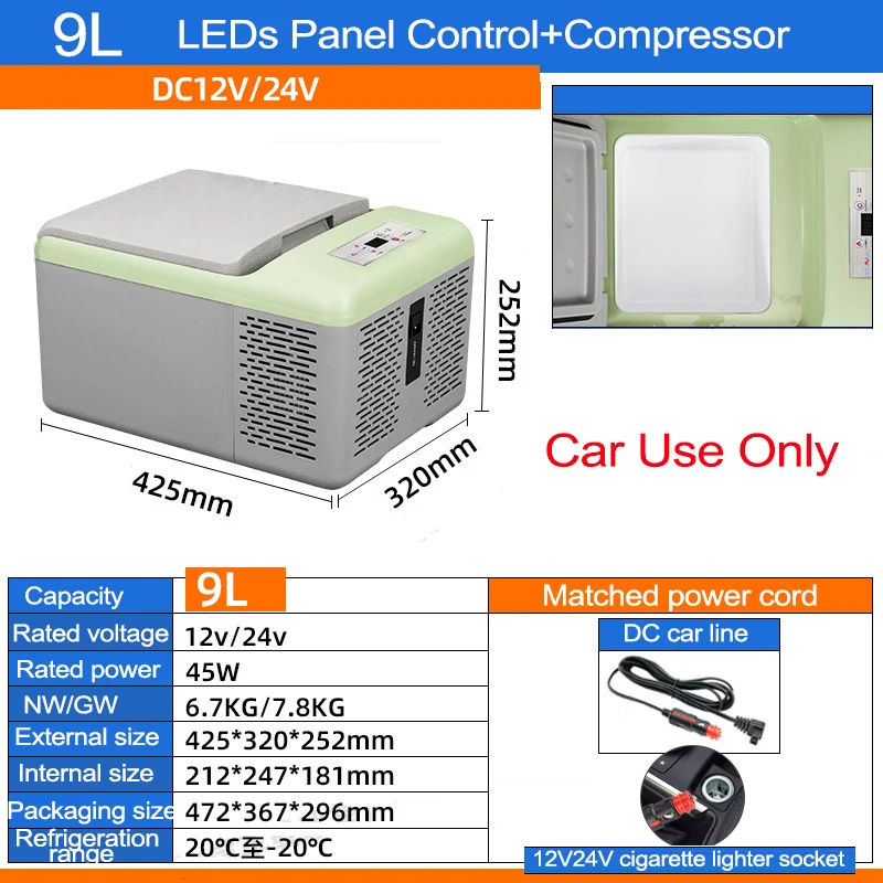 9L/12L Car Refrigerator Mini Fridge Small Freezer Compressor Portable Cooler  12V/24V/110-240V For Home Use Vehicle Truck - AliExpress