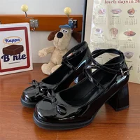 Red Mary Jane Women Pumps Thick High Heels Shoes Female Lolita Square Toe Shoes Spring Fashion Party Leather Woman Shoes New - Image 6