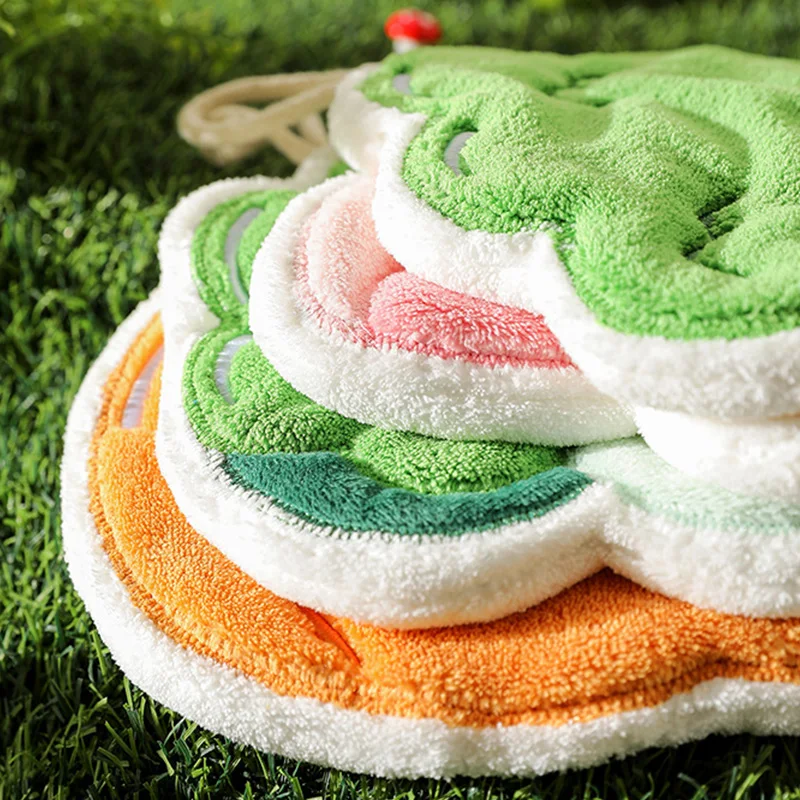 Cute Hand Towel Cartoon Wipe Handkerchief Rag  Vegetable Shape  Towels for Kitchen Bathroom KidsHanging Towel Soft Dish cloth 6