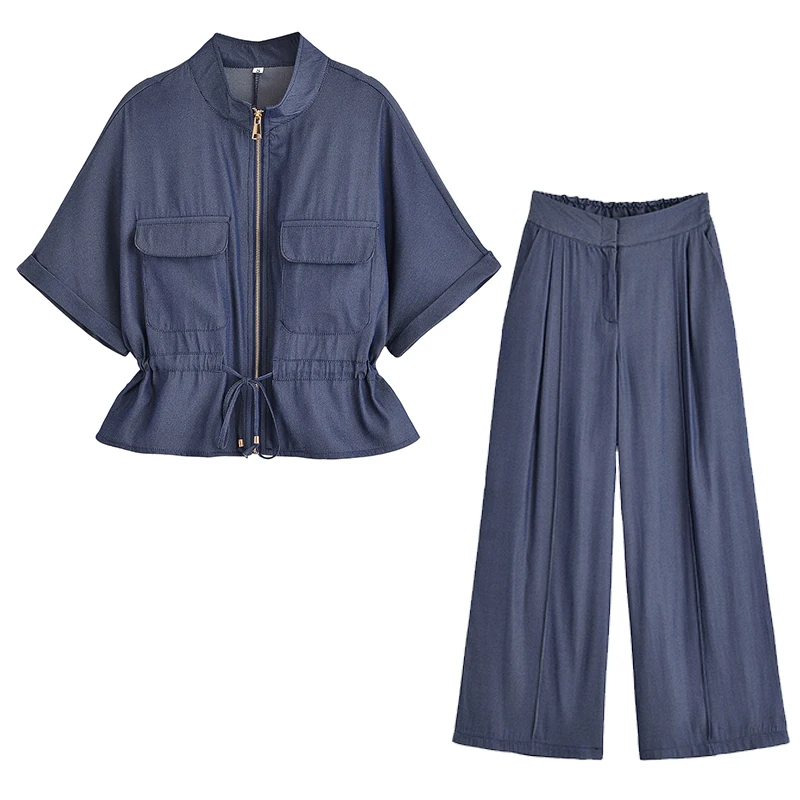 Women's Casual Two-Piece Set - Short Sleeve O-Neck Shirt