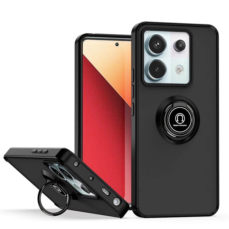Shockproof Matte Hard Back Cover with Magnetic Ring Holder