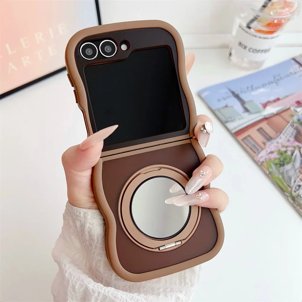 360° Rotating Magnetic Mirror Phone Case with Bracket and Magsafe Compatibility