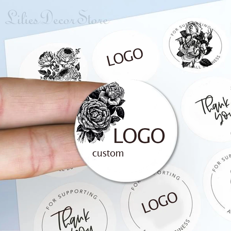 맞춤 스티커 1/1.5/1.8/2/2.4 인치 및 맞춤 로고 및 사진 스티커, 결혼식 생일 세례 감사 스티커