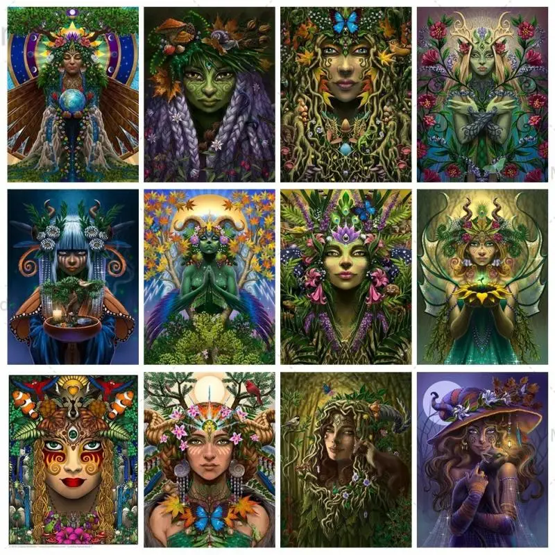 

Full Drill Diamond Embroidery Tree Elves Witch Portrait Pasted Rhinestones Cross Stitch Diamond Painting Kit Handmade Wall Art