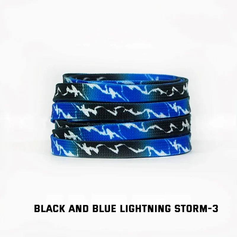 Dazzling Blue Striped Tie-Dye Gradient Flat Shoelaces - Vibrant Unisex Sneaker Laces