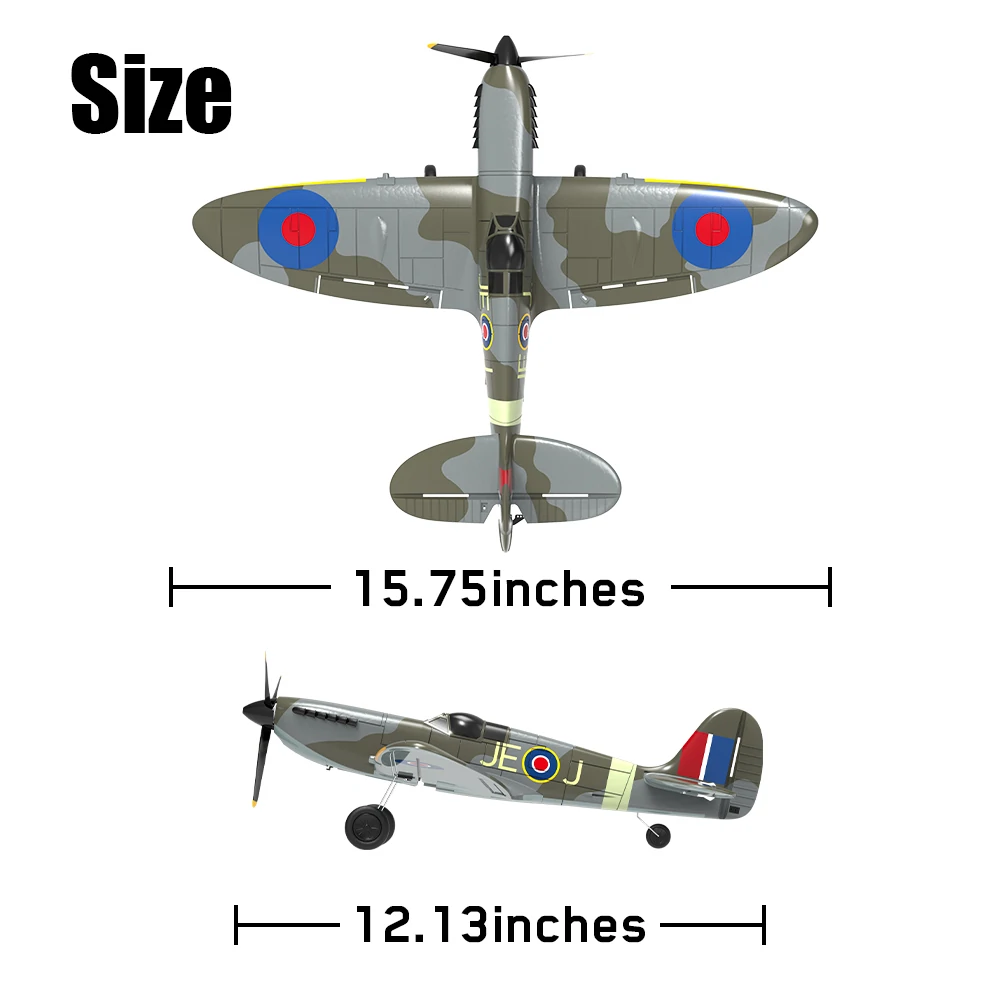 Eachine Spitfire V2 2.4GHz EPP 400mm Wingspan 6-Axis Gyro One-Key U-Turn Aerobatic Mini RC Airplane BNF/RTF Compatible DSM S-BUS Protocol for Trainer Beginner