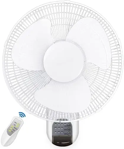 

Digital Wall Mount Oscillating Fan w/Remote,White,1 Pack