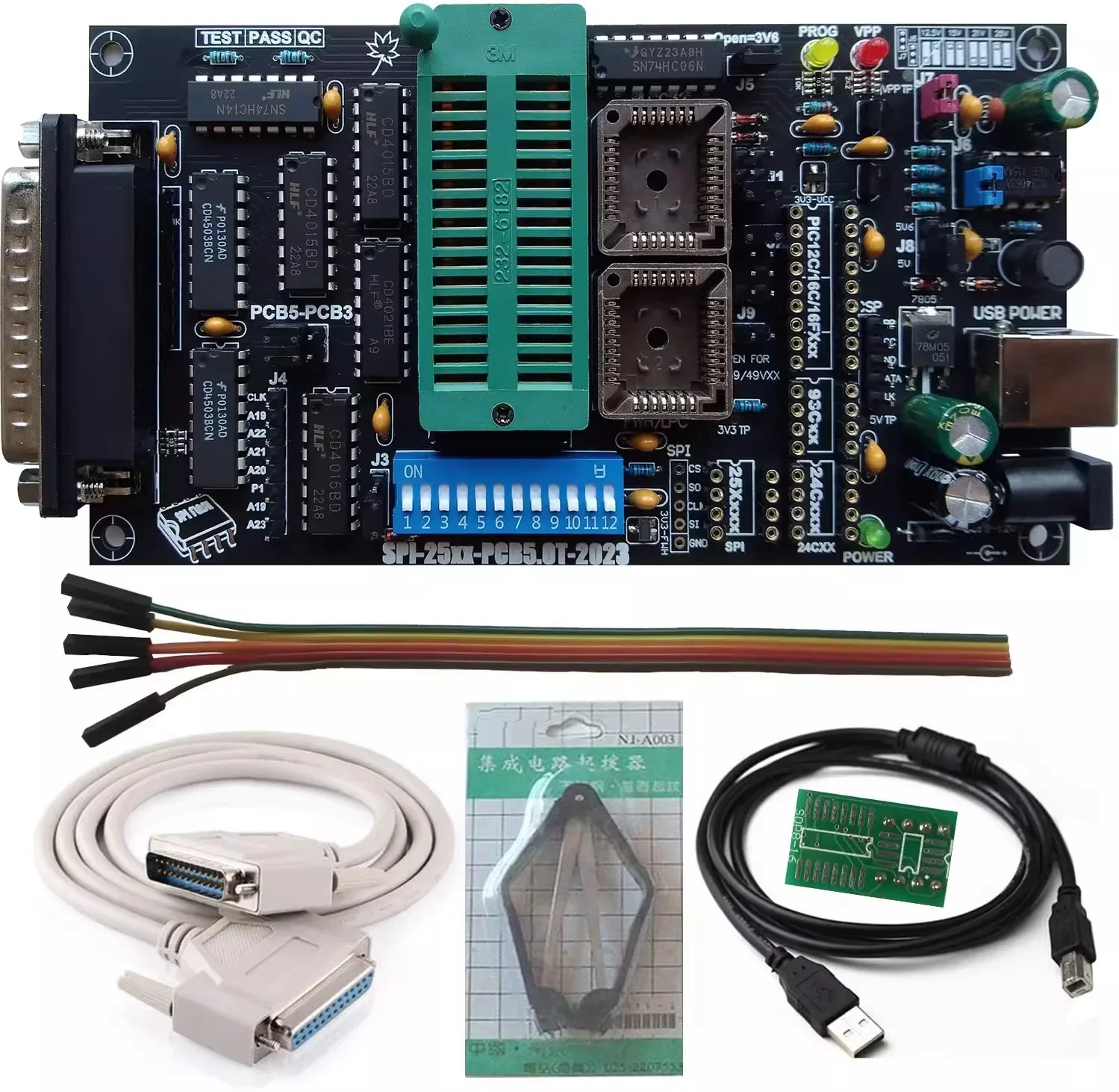 

SPI 25xx PCB5.0T-2021 Willem EPROM programmer, BIOS009 PIC,support 0.98d12,promotion clip PLCC32+SOIC 8 pin adapter Module