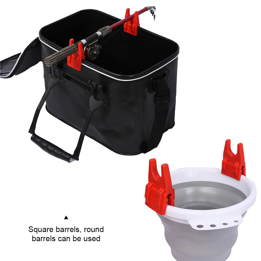 1 Pair Portable Bucket Fishing Rod Holder Fishing Rod Bracket Clamp Silicone Undamaged Line Fishing Rest Rack Accessories