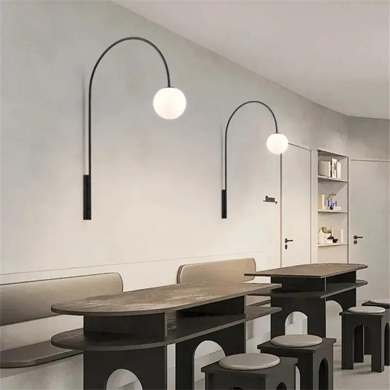 Ozz Wall Lamp Minimalist Long Rod Fishing wall Lamp Creative Background dining lamp Dining Room Living Room Restaurant Arc Light 3