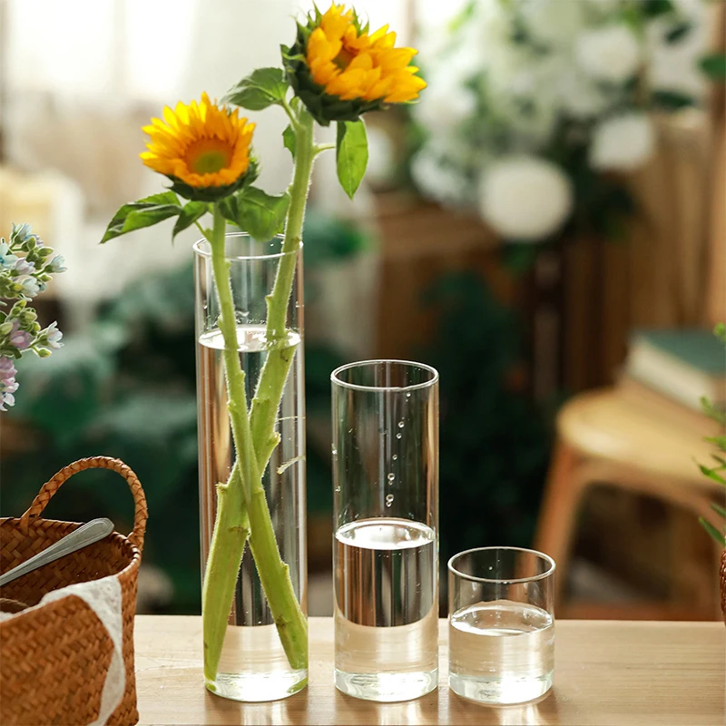 6.5x6/8/10/15/18cm Glass Flower Vase For Centerpieces Clear Cylinder Vase Glass Candle Holder For Small Tealight Candles 3