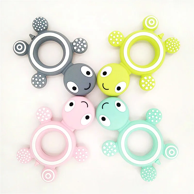 BPA Free Baby Silicone Teethers Food Grade Cute Turtle Tiny Rod Teething Necklace Baby Shower Gifts Cartoon Animals Teether