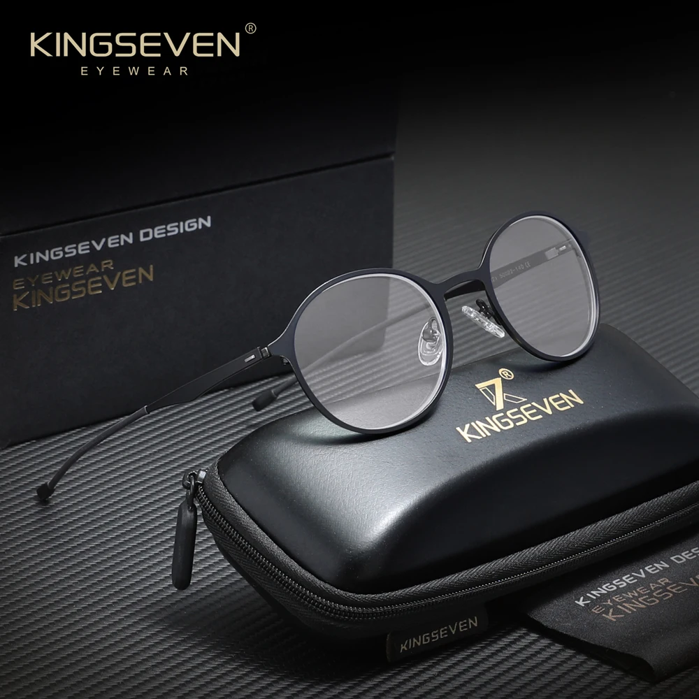 KINGSEVEN 레트로 라운드 프레임 안티 블루 라이트 안경 여성 남성 블루 차단 컴퓨터 안경 유행 패션 안경
