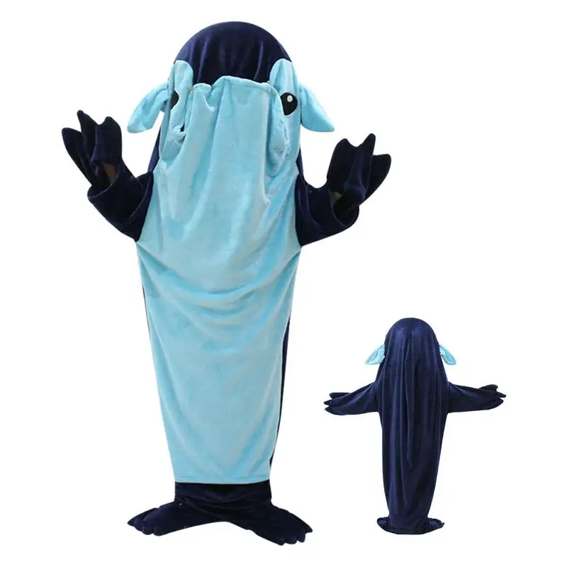 

Shark Blanket Flannel Wearable Hooded jacket Comfortable and Soft Throw Blanket for Parties Loungewear Dress-Up Slumber Parties