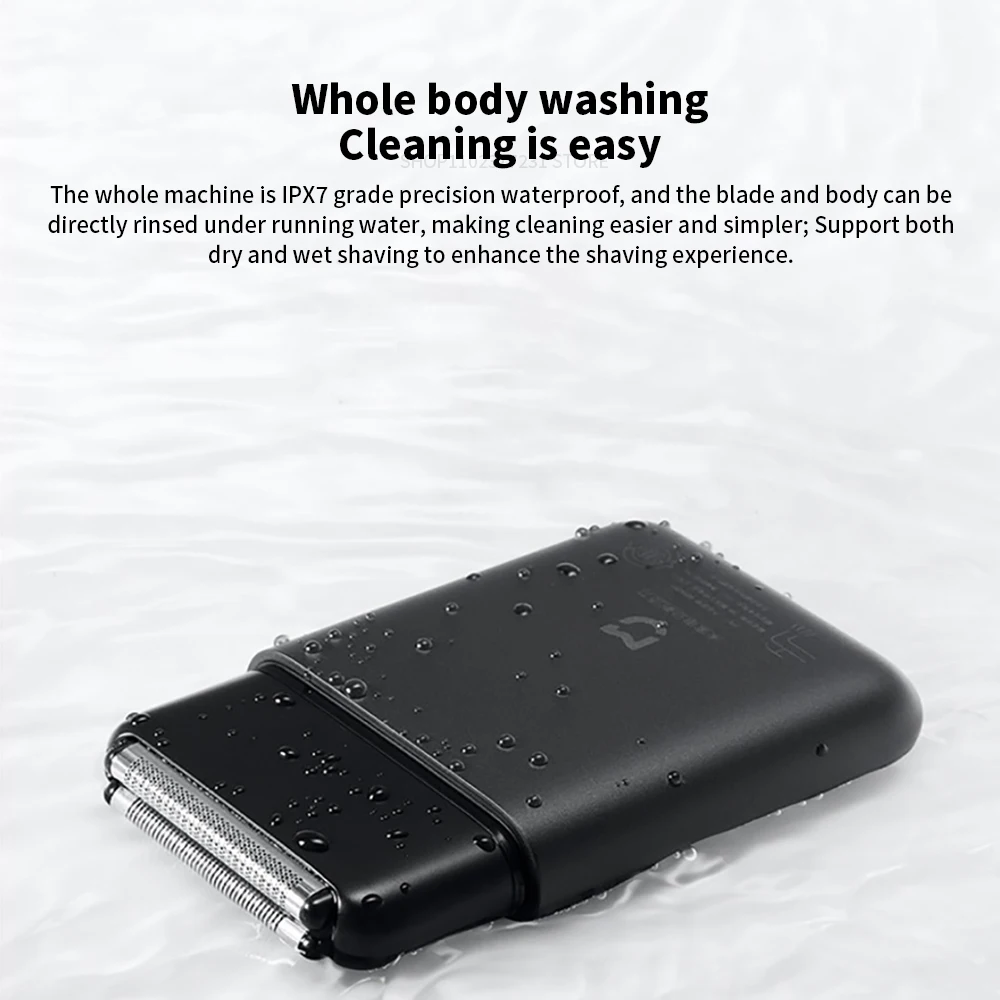 Mijia Electric Shaver Reciprocating Double Blades IPX7 Zinc Alloy Magnetic Blade Holder Type-c Rechargeable Portable Razor