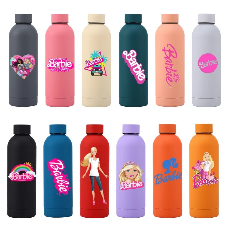 Anime 500Ml Barbie Stainless Steel Insulation Cup Kawaii Cold Insulated  Sport Water Bottle High Capacity Thermos Drinking Kettle