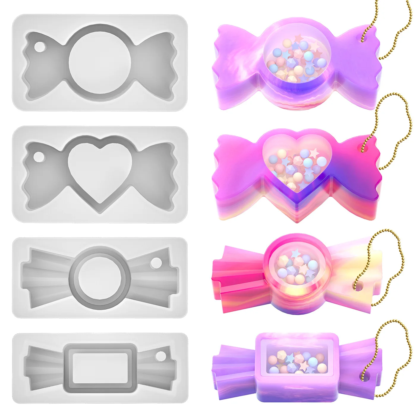 

Candy Quicksand Pendant Silicone Mold DIY Crystal Epoxy Silicone Mold Irregular Keychain Pendant Jewelry Molds For Resin Making
