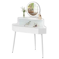 WOLTU Белый комод, угловой туалетный столик с зеркальным освещением, регулируемая яркость, косметический столик для макияжа для спальни — изображение 2