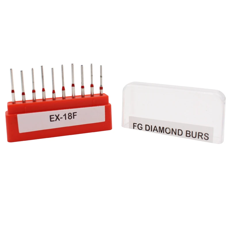 10 pçs/caixa burs de diamante dental fg para alta velocidade handpiece cerâmica composto polimento dia.1.6mm dentista laboratório materiais