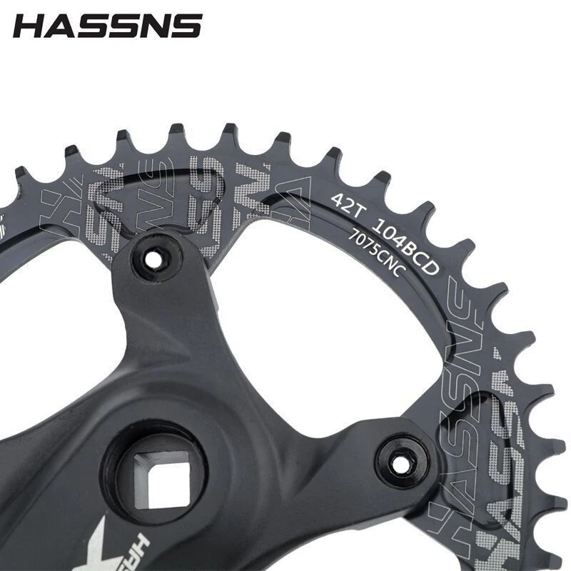 HASSNS XT-Aluminum Alloy Mountain Bike Crankset, Square Hole MTB Cranks, 170mm, 32 T, 34 T, 36 T, 38 T, 40 T, 42T